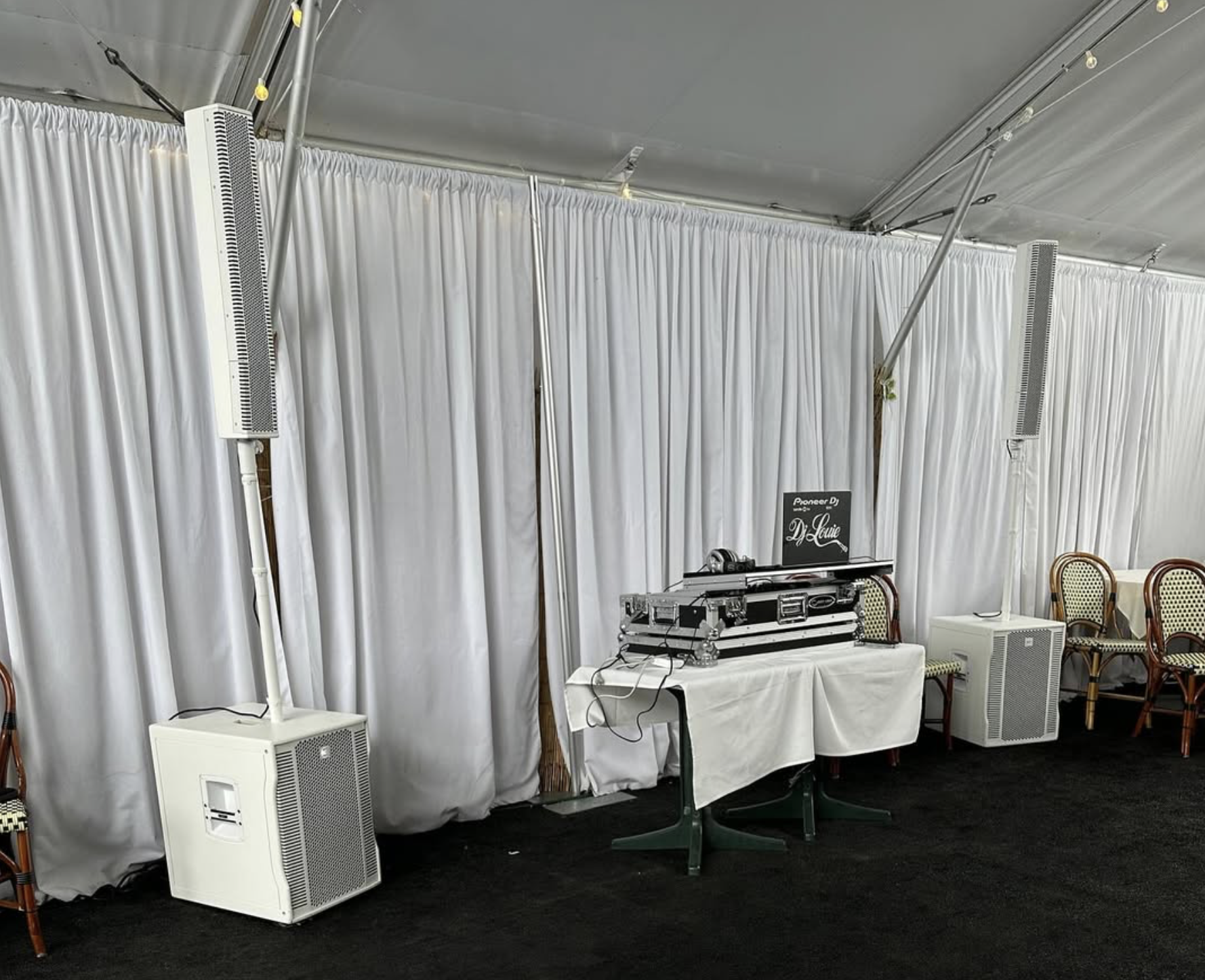 Professional sound and event rental setup