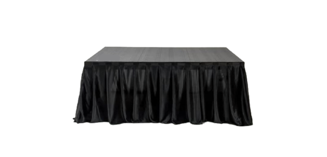 Speaker stand scrims for clean event presentation in NYC