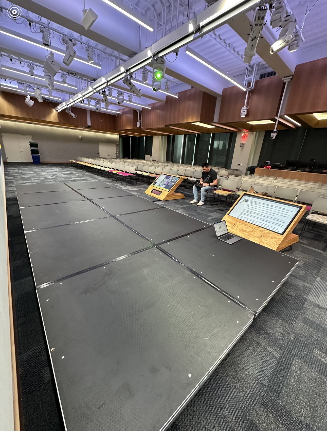 Event stage setup for NYC wedding or corporate presentation